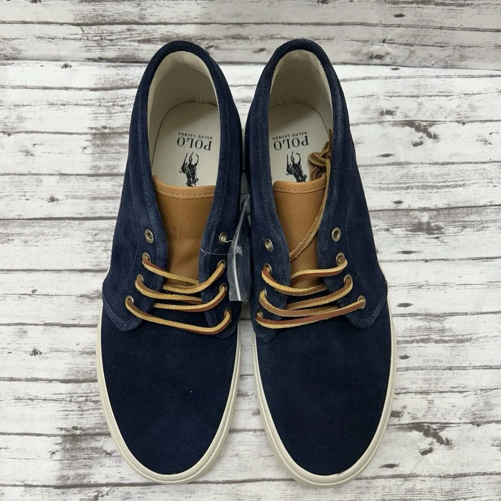 Polo Ralph Lauren Keaton Suede Chukka Boot Sneaker Men's 11.5 Navy Blue NWOB